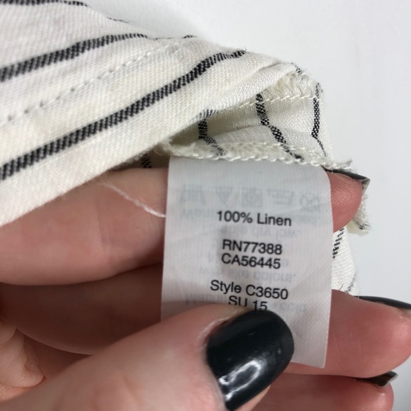 Madewell Linen Striped Tank Top White Gray Small - Picture 4 of 4